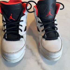 Kids Jordan Sneakers 3Y - White and Black with Coral Accents
